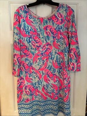 Lilly Pulitzer Neon Pink & Blue Floral Dress